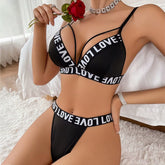 Drop Shopping New Custom Wholesale Ladies Sexy Lingerie Women'S Underwear Letter Bra Deep V Sexy Lingerie Women'S Sexy Bra Set