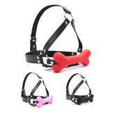 Bondage Head Hood Harness Dog Bone Gag