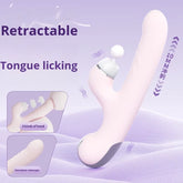 Three-In-One USB Powered Vibrator Telescopic Dildo & Instant Tide Female Sex Toy Massage Stick