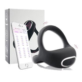 Couple Vibrating Penis Ring with Long Distance App Bluetooth Remote Controlled Sex Delay Cock Vibrator Cock Ring for Male