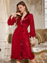 Women'S Long Sleeve Lace Chemise-High-End See-Through Mesh Lingerie Set with Firm Control for Valentine'S Gift Romantic Nights