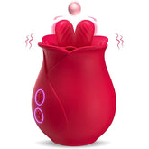 Red Flower Petal Shaped Womens Massage Clitoral Double Tongue Rose Vibrator