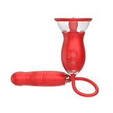 3 in 1 Rose Extended Tongue and Dildo Thrusting Anal Stimulator G Spot Sucking Licking Rose Toy Vibrator for Woman