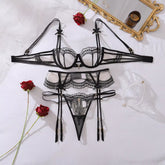 Luxury Sapphire Blue Embroidered Lingerie Set with Exquisite Detailing and Perfect Fit