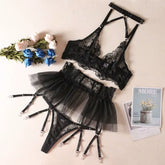 Factory Outlet Mesh Sheer Valentines Lingerie Sexy Embroidered Sexy Skirt Lingerie Women High Quality Ladies Sexy Underwear Sets