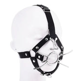 BDSM Sex Leather Head Harness Spider Ring Mouth Gag with Nose Hook O Ring Stainless Steel Mouth Gag Sex Toy for Woman