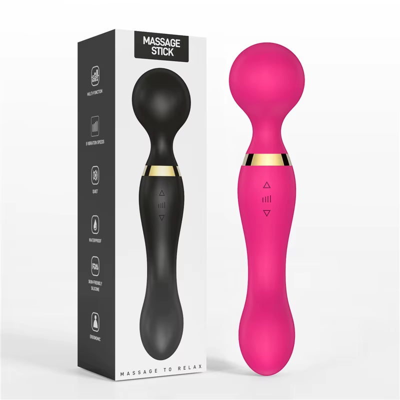 Magic Dual Head Motor Double-Ended Dildo Vibrating Vibrator Multi Speed Lesbian Japanese Body Massage Wand Vibrator Masturbation