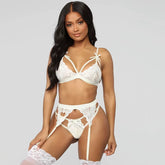 Women Lace Bow Cross Erotic Underwear Matching Skintight Set Sexy Girls Thongs Garters Sets