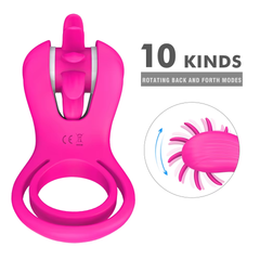 Rotating Vibration Magic Tongue Lock Ring for Couples Sexual Pleasure Clitoral Stimulation