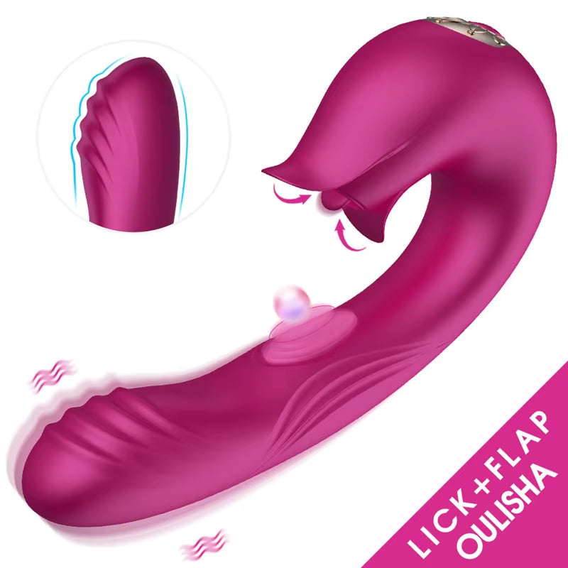 Oral Sucking and Slaping Clitoral Stimulation G Spot Female Masturbation Dildo Adult Sex Toy Licking Vibrating Tongue