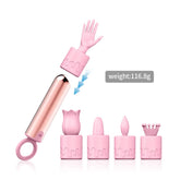 12 Modes Rose Cover Toy Multi Head Vibrator 5 in 1 Set Bullet Vibrator Vibrator Sex Toys for Woman Small Lipstick