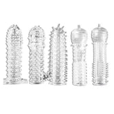 Best High Elastic Rubber Penis Extension Cock Ring Sleeves Transparent Spike Dotted Crystal Condom for Men