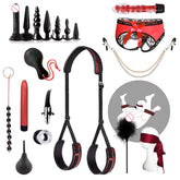 20 Pcs SM Products Penis Ring Anal Plug Set Split Leg Strap Handcuff BDSM Kit Bullet Vibrator Sex Toys Bondage Set