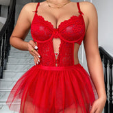 New Bride Mesh V Neck Backless Push up Teddy Lingerie for Full Figure Transparent Short Sheer Dress Women Sexy Wear