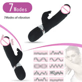Rechargeable 7 Modes G-Spot Clitoral Sex Rabbit Vibrator Black Realistic Large Rabbit Dildo Massager Sex Toy