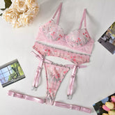Europe and America Sexy Flower Embroidery Perspective Mesh Women'S Underwear Hot Lingerie