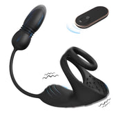 Double Ring Locking & Vibration Remote Control Telescopic Insertion Prostate Massage for Couples Anal Cock Ring