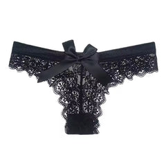 Lady'S Sexy Transparent Lace Briefs Thong with Rhinestone Decoration Solid Pattern Nonwoven Weaving Method