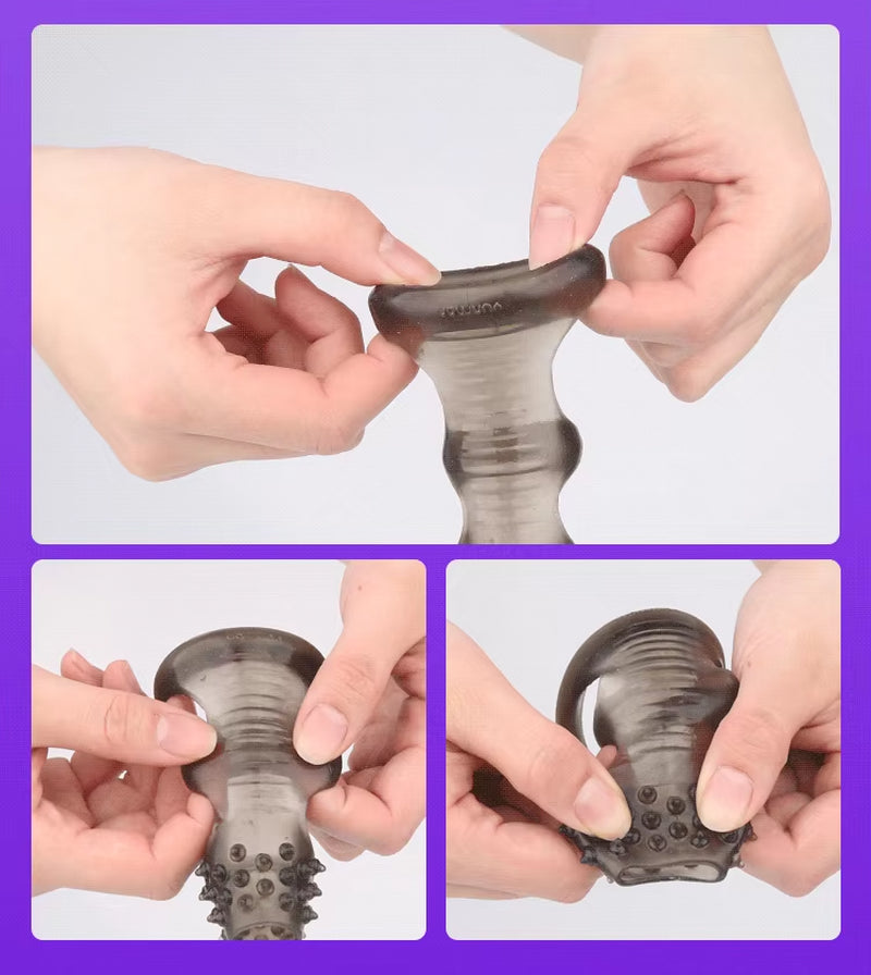 Soft TPE Time Delay Ejaculation Sex Toys Male Foreskin Cock Ring Sleeve Penis Ring for Couple Men