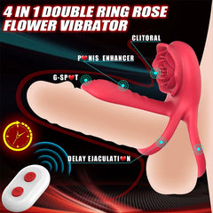 9 Frequency Internal and External Double Vibration Clitoral Stimulator Sex Toy Vibrating Cock Ring Silicone Stretchy Testicle Ring