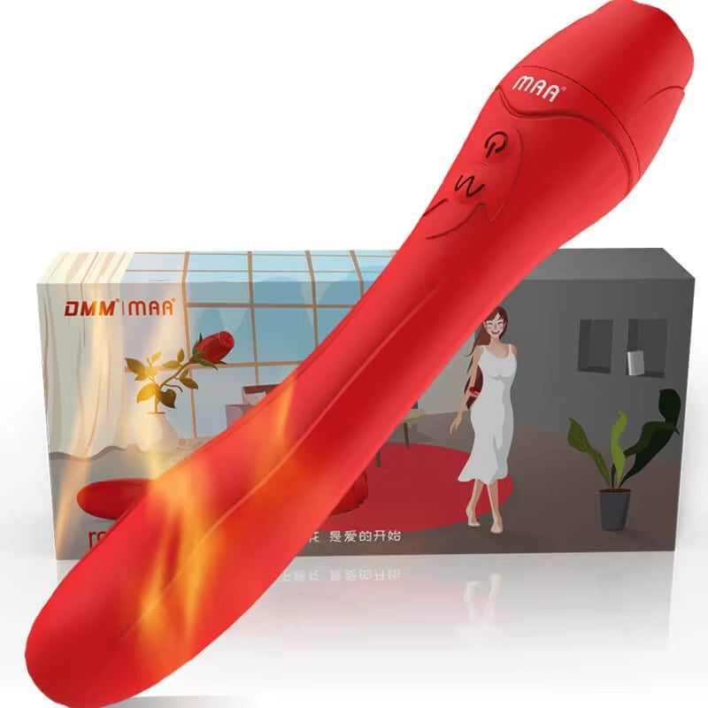 Heating Soft Rose Flower Stick Dildo Sexual Toys Juguete Del Sexo Clit G Spot Vaginal Stimulation Wand Vibrator