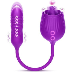 Rose Vibrator for Women and Dildo Rose Licking Dildo Thrusting Nipple Clitoral Vibrating Egg Tongue Lick Clitoris Sucker Sex Toy