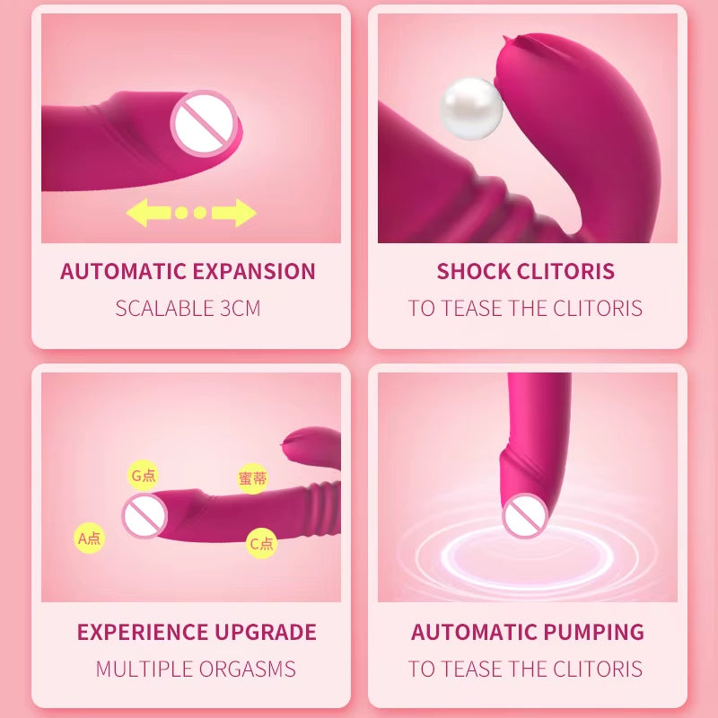 Swing Telescopic Portable Female Stick Constant Temperature Multi Frequency Dual Motor Fun Vibrating Stick with Light