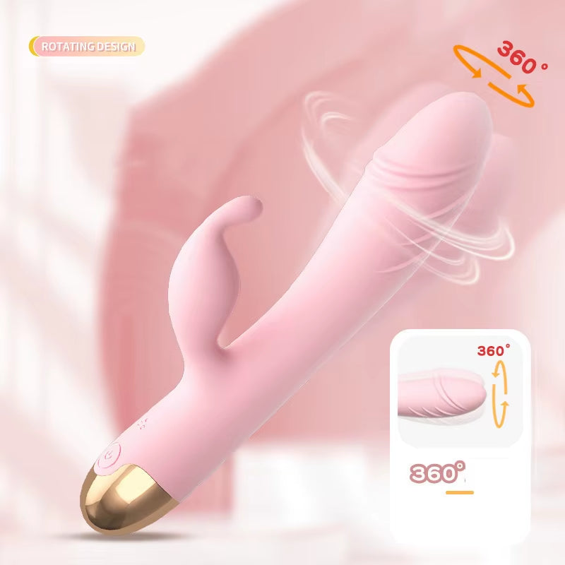 Lilo 360 Degree Rotation Super Big Ears Dildo Rabbit G Spot 10 Vibrating Rotating Pink Rabbit Vibrator