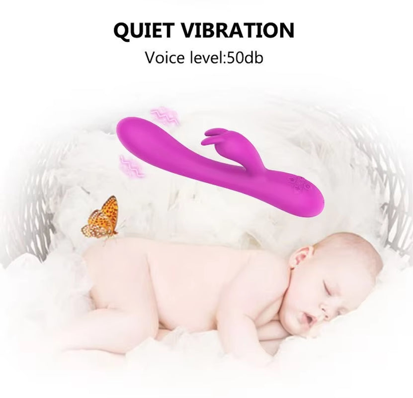 Rechargeable Dual Motor Heating Function Rabbit Ears Female Masturbation Clitoral Stimulation Rabbit Vibrator G-Spot Dildo