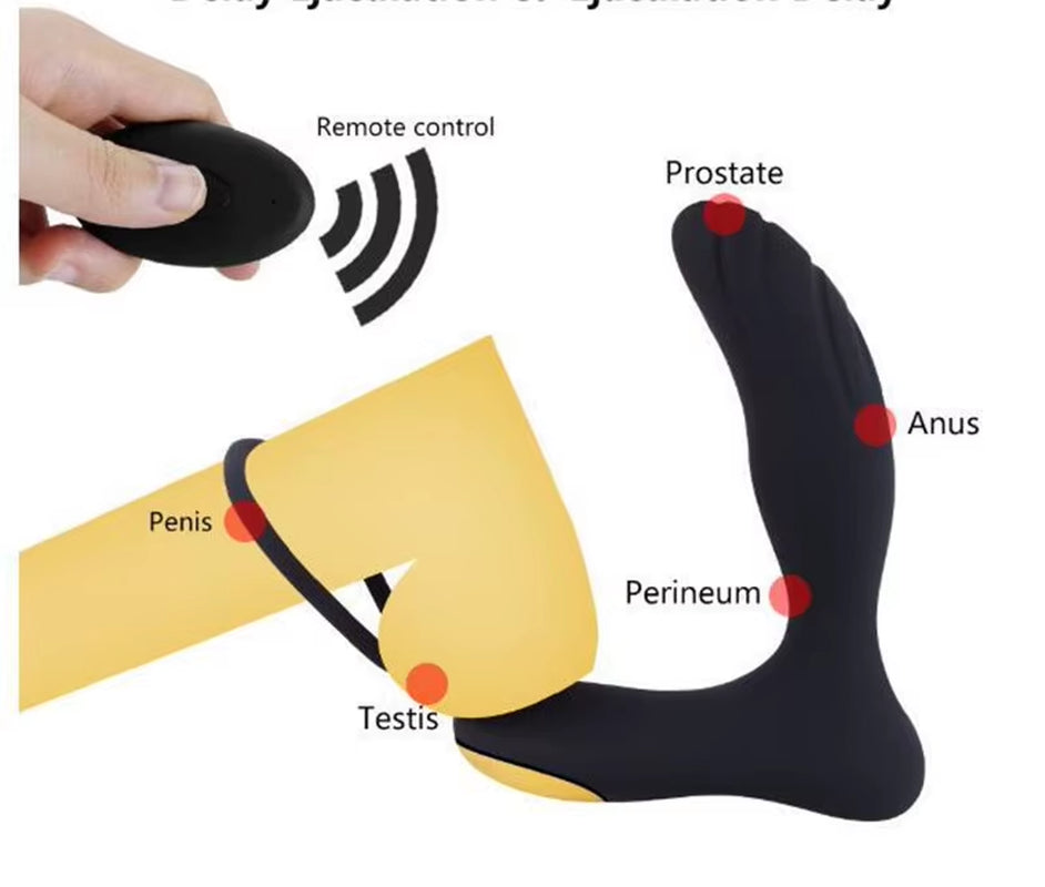 Butt Plug with Cock Ring Wireless Remote Control Male Anal Toy Prostate Massager Anal Vibrator