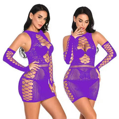 Wholesale Women's Black Transparent Lace Sheer Lingerie with Hollow Out Design