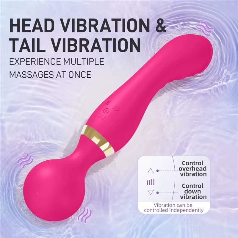 Magic Dual Head Motor Double-Ended Dildo Vibrating Vibrator Multi Speed Lesbian Japanese Body Massage Wand Vibrator Masturbation