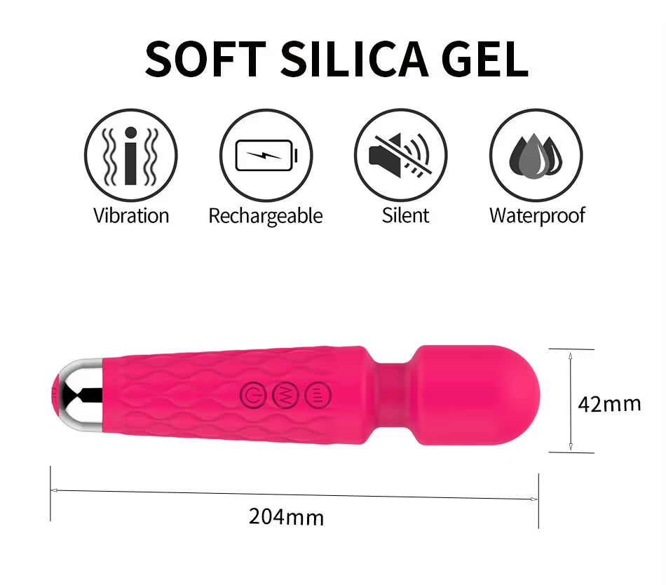 Handheld Personal Vibrator Sex Toy Wand Massager G Spot Vibration Silicone Adult AV Wand Vibrator Dildo Sex Toy