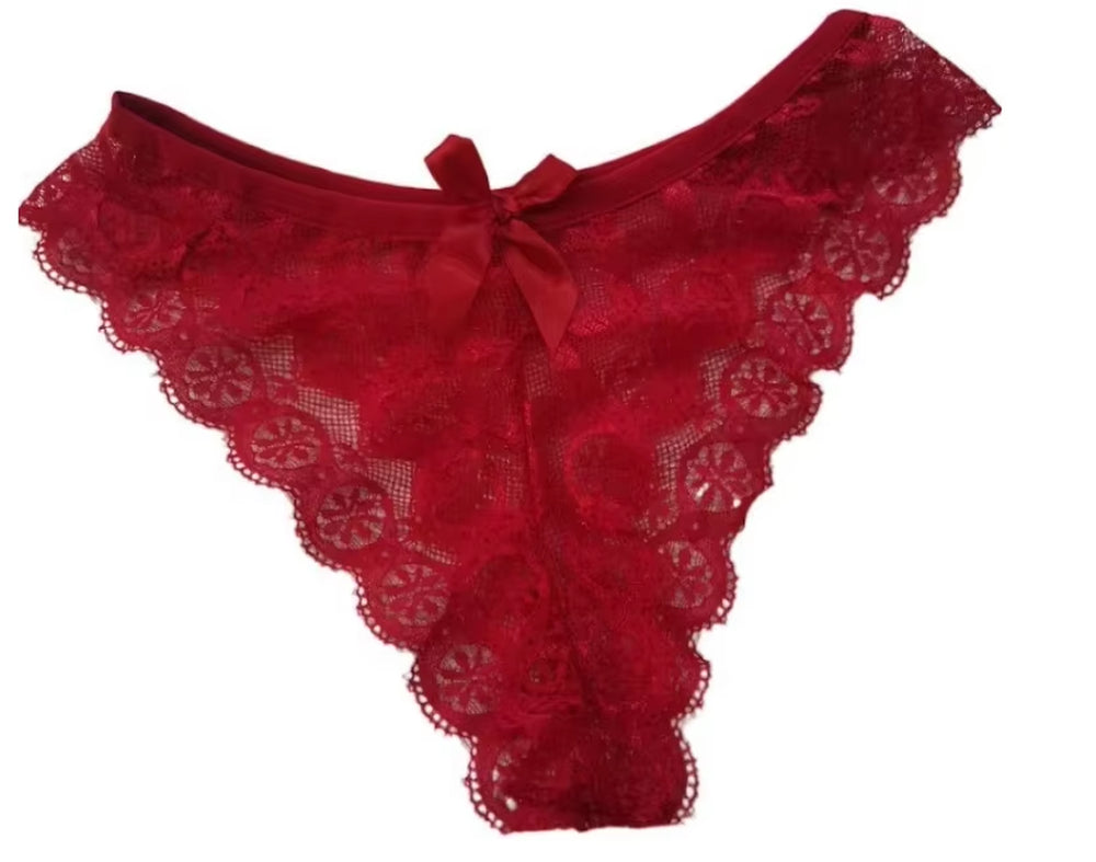 Lady'S Sexy Transparent Lace Briefs Thong with Rhinestone Decoration Solid Pattern Nonwoven Weaving Method