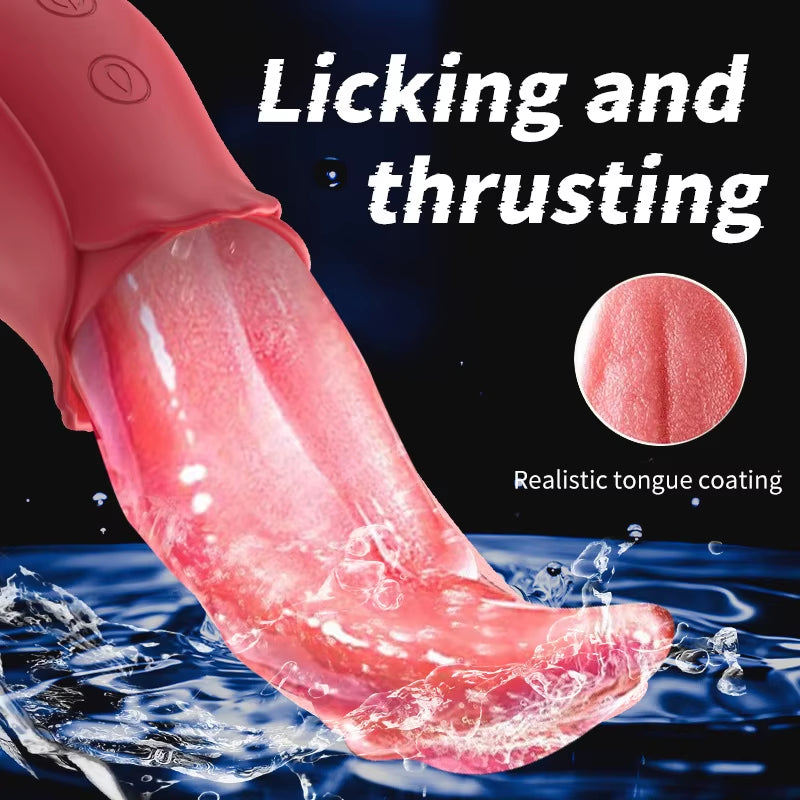Mini Hot Rose Vibrator Realistic Tongue Licking Vibrator Adult Sex Toy for Women Clitoris Nipple Massager 