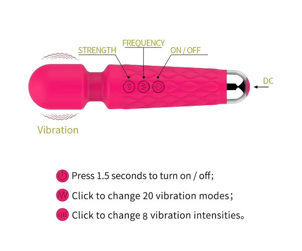 Handheld Personal Vibrator Sex Toy Wand Massager G Spot Vibration Silicone Adult AV Wand Vibrator Dildo Sex Toy