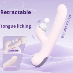 Three-In-One USB Powered Vibrator Telescopic Dildo & Instant Tide Female Sex Toy Massage Stick