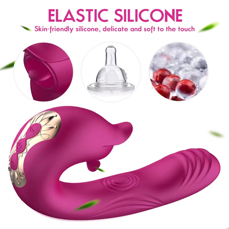Oral Sucking and Slaping Clitoral Stimulation G Spot Female Masturbation Dildo Adult Sex Toy Licking Vibrating Tongue 