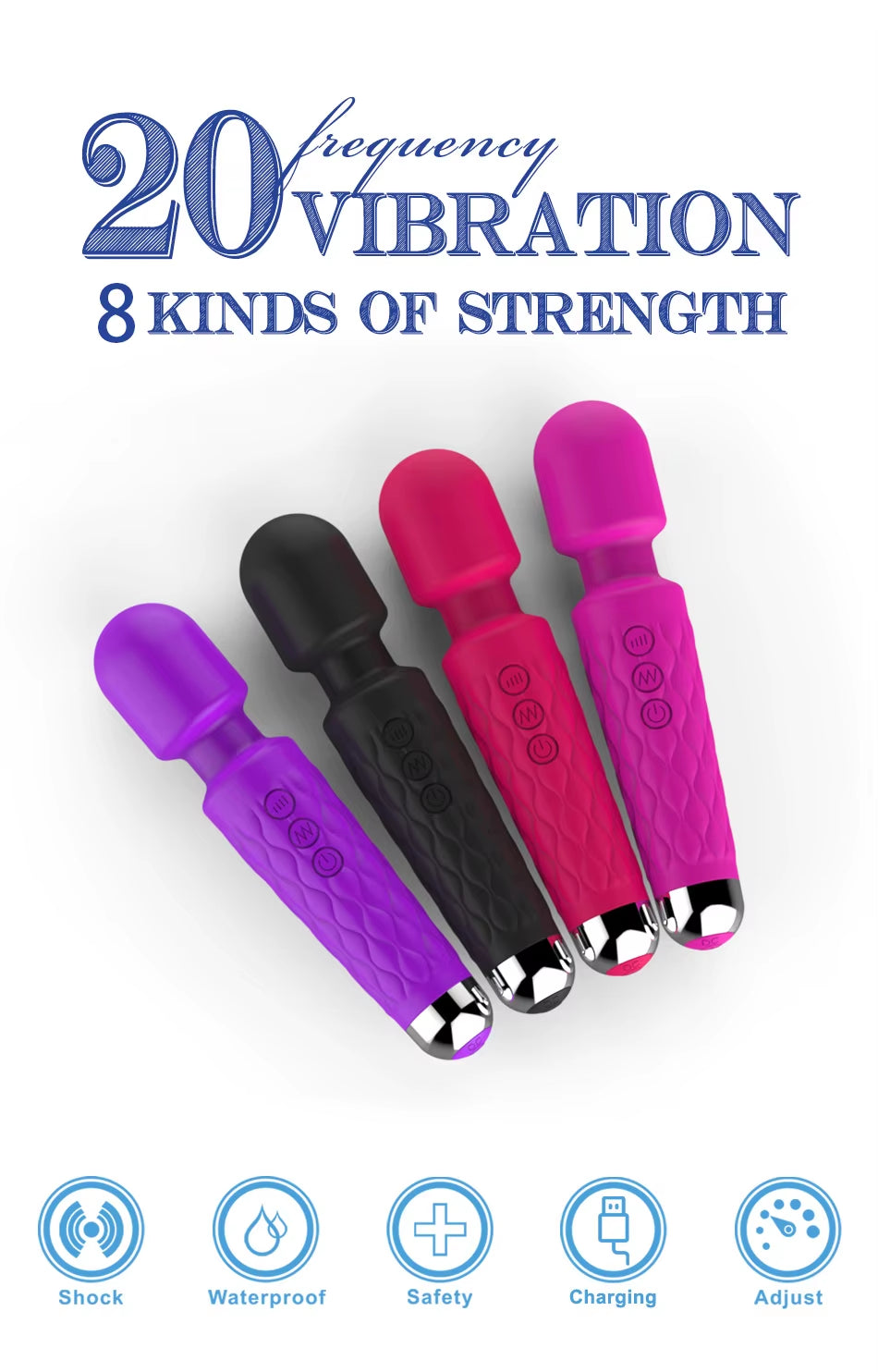 Handheld Personal Vibrator Sex Toy Wand Massager G Spot Vibration Silicone Adult AV Wand Vibrator Dildo Sex Toy