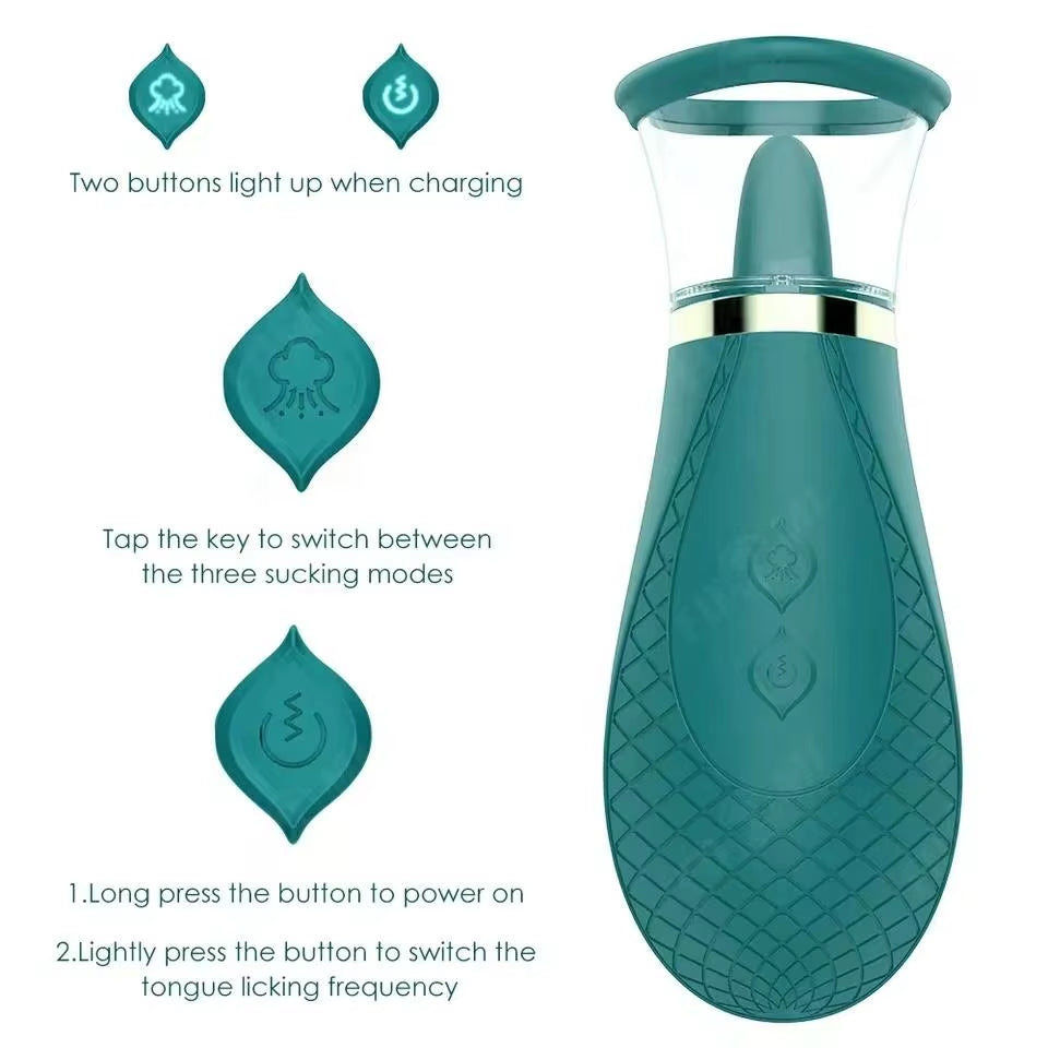 Hot Selling Powerful Rechargeable Oral Sex Toys for Women Clitoral Licking Tongue Vibrator with Nipple Stimulator for Orgasm