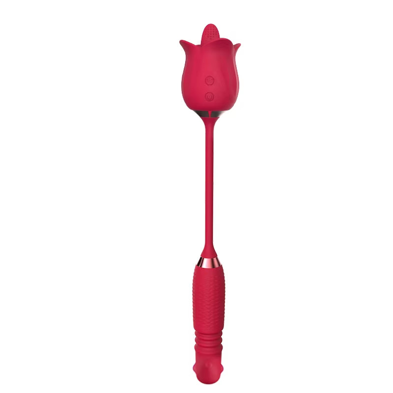 New Rose Vibrator with Tongue Licking and Bead Rotating Thrusting Dildo Masturbator for Female Vibrating Vaginas G-Spot Massage