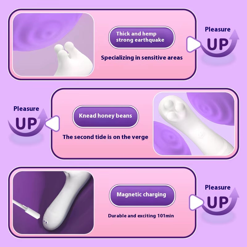 Mini USB Powered Soft Kneading Vibrator Dildo Female Masturbation Stick for Adult Sex Products