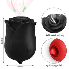 2021 Hot Sales Yellow Red Black Double Sided Rose Shape Sex Toys Clitoral Tongue Licking Sucking Rose Vibrator for Women