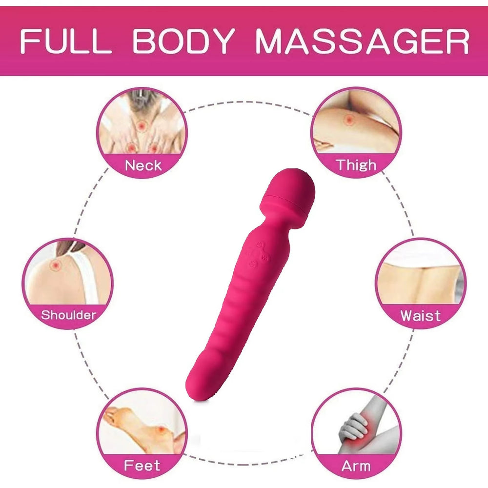 Heating Personal Body Wand Massager Dual Motor Stimulation Rechargeable Electric Silicone Hand Held G Spot Vibrator for Women