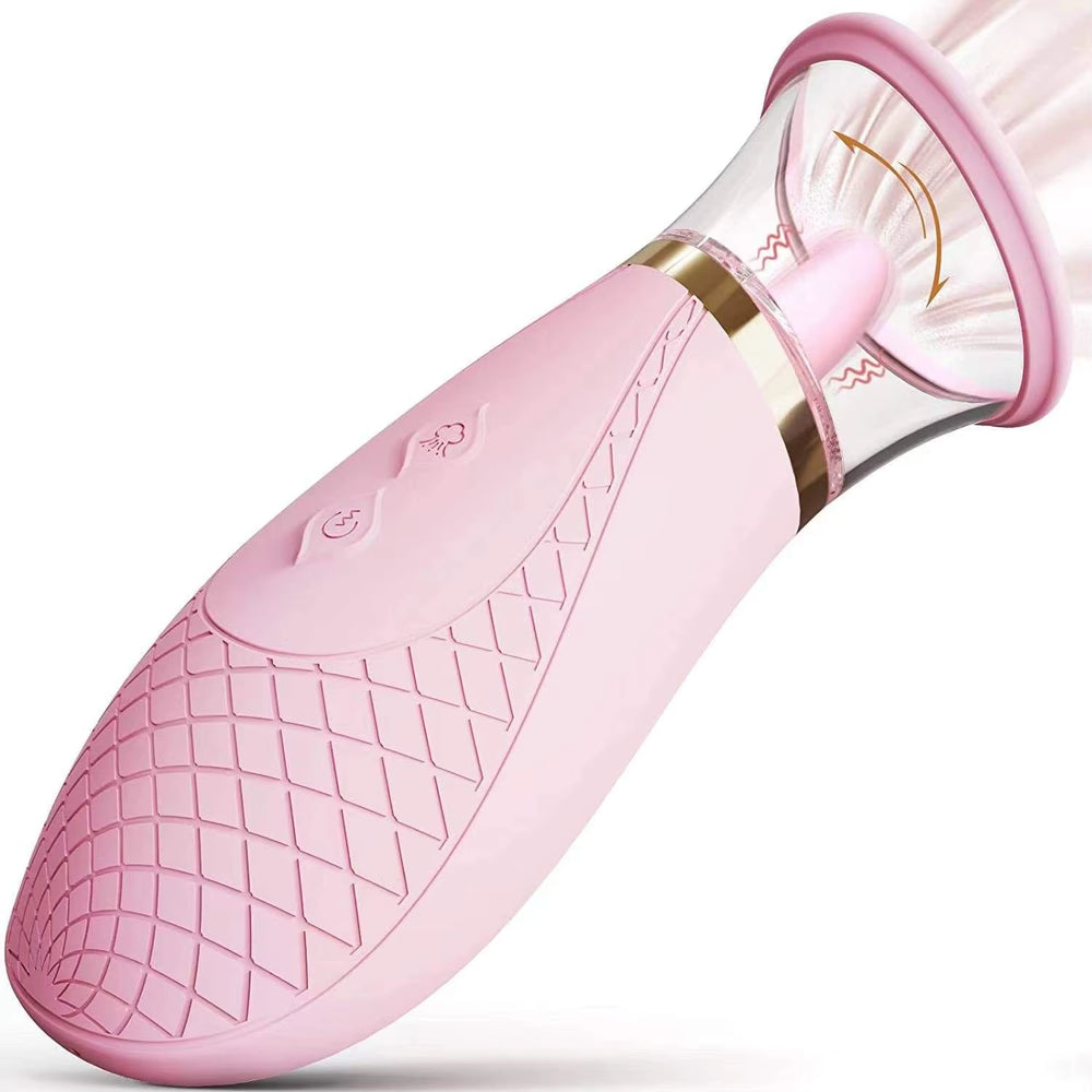 Hot Selling Powerful Rechargeable Oral Sex Toys for Women Clitoral Licking Tongue Vibrator with Nipple Stimulator for Orgasm