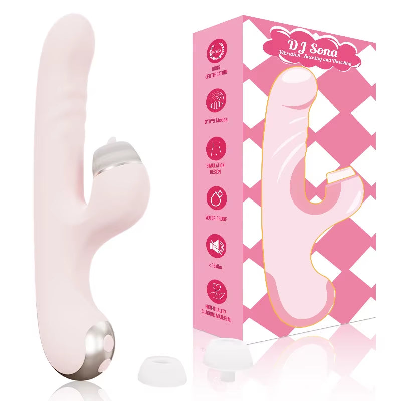 Three-In-One USB Powered Vibrator Telescopic Dildo & Instant Tide Female Sex Toy Massage Stick