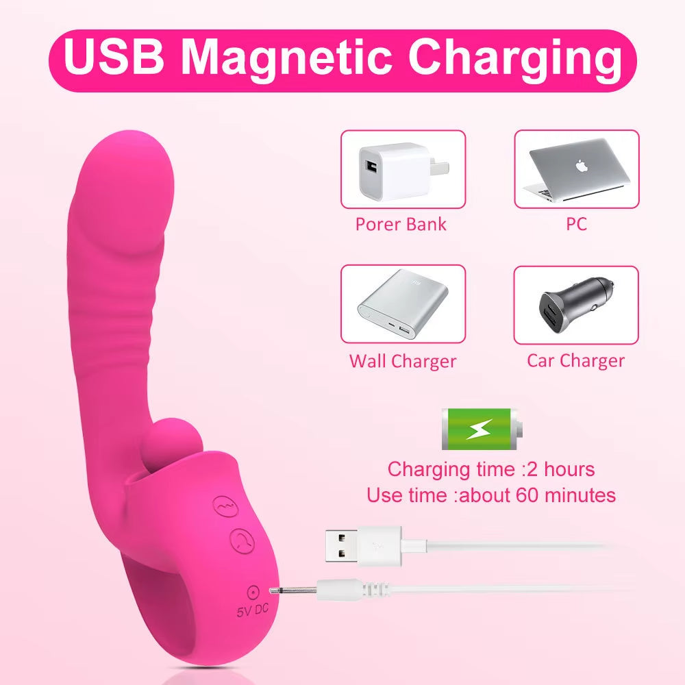 10 Frequency Dual Motor Vibration Clitoral Stimulation Tongue Licking Vibrator for Women Masturbator - Sex Toy