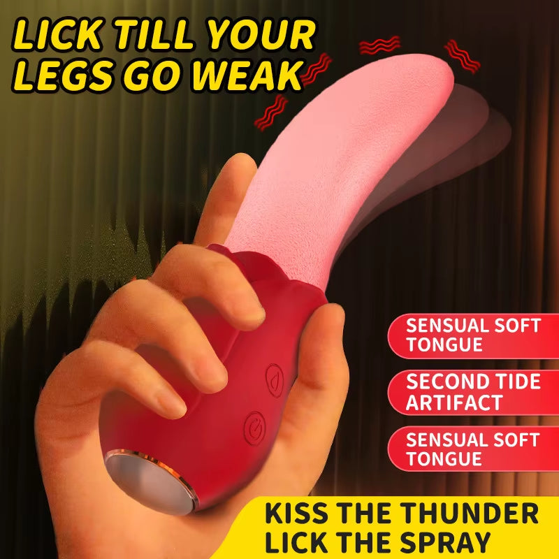 Mini Hot Rose Vibrator Realistic Tongue Licking Vibrator Adult Sex Toy for Women Clitoris Nipple Massager 