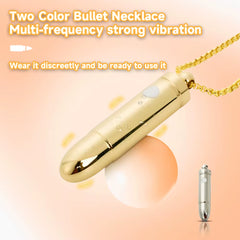 Golden Bullet Vibrator with String Dildo Face Massager Necklace Packaging Gift Mini Secret Sex Toy for Lady Luxury 
