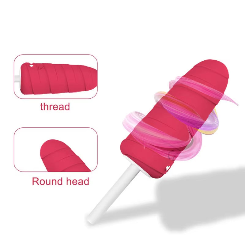 Thread round Head Rotating 10 Vibration Flirting Massage G Spot Mini Wand Vibrator Ice Cream Sex Adult Toys Female Masturbator
